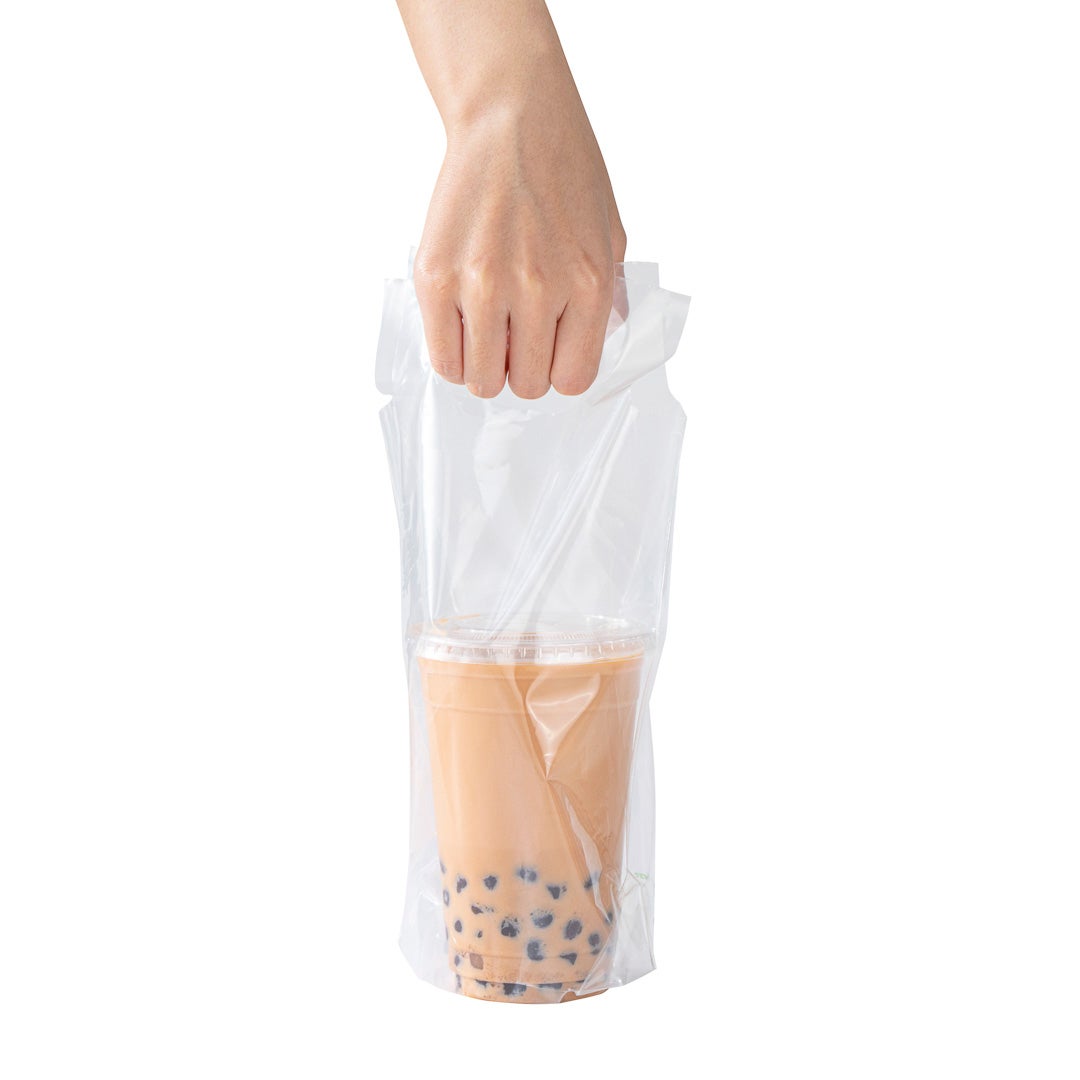 Bags, Beverage Carrier, 1 Cup 6.25 x 3.25 x 11 Inch, Plastic, Clear, Biodegradable,1 - 100 COUNT