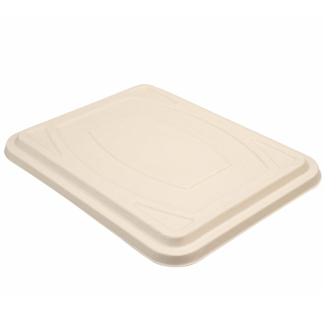 Lids, Flat, Sugarcane Bagasse, Natural, Rectangle, for Take-Out Trays,1 - 100 COUNT