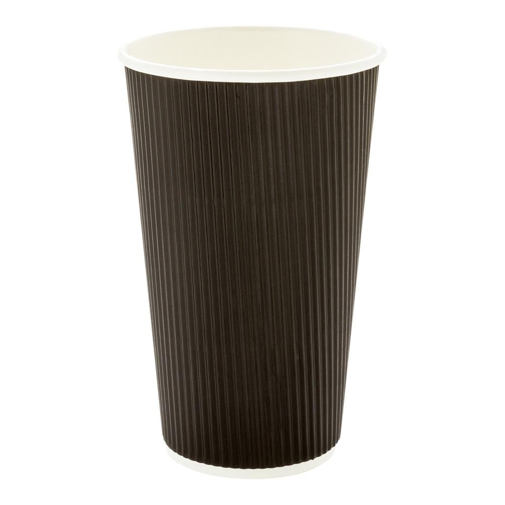 Cups, Hot, 20 Ounce, Paper, Black, Ripple Wall,1 - 10 COUNT