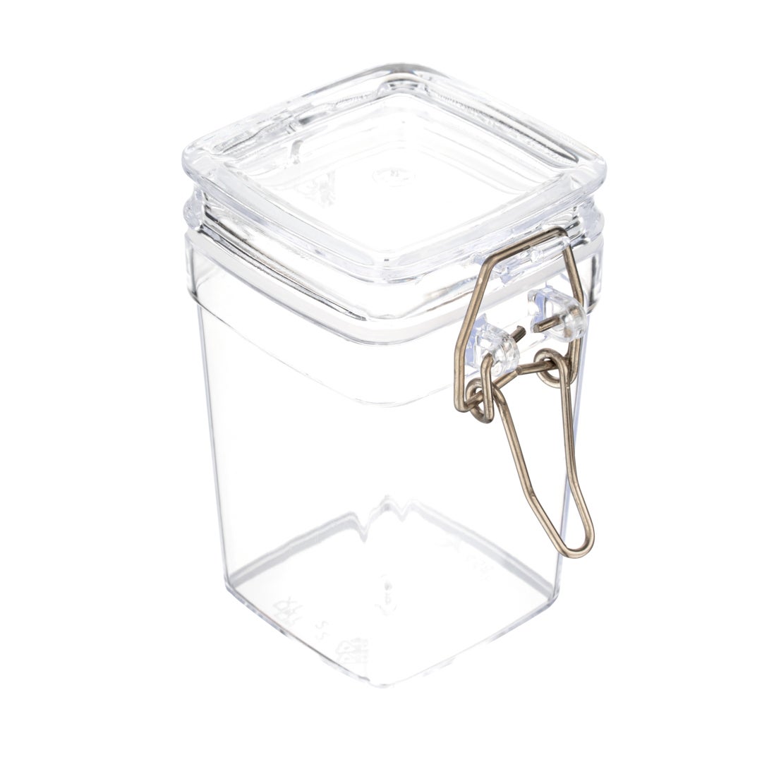 Jars, Mason, 3 Ounce, Square, Clear, Plastic, with Clamp Lid,1 - 10 COUNT