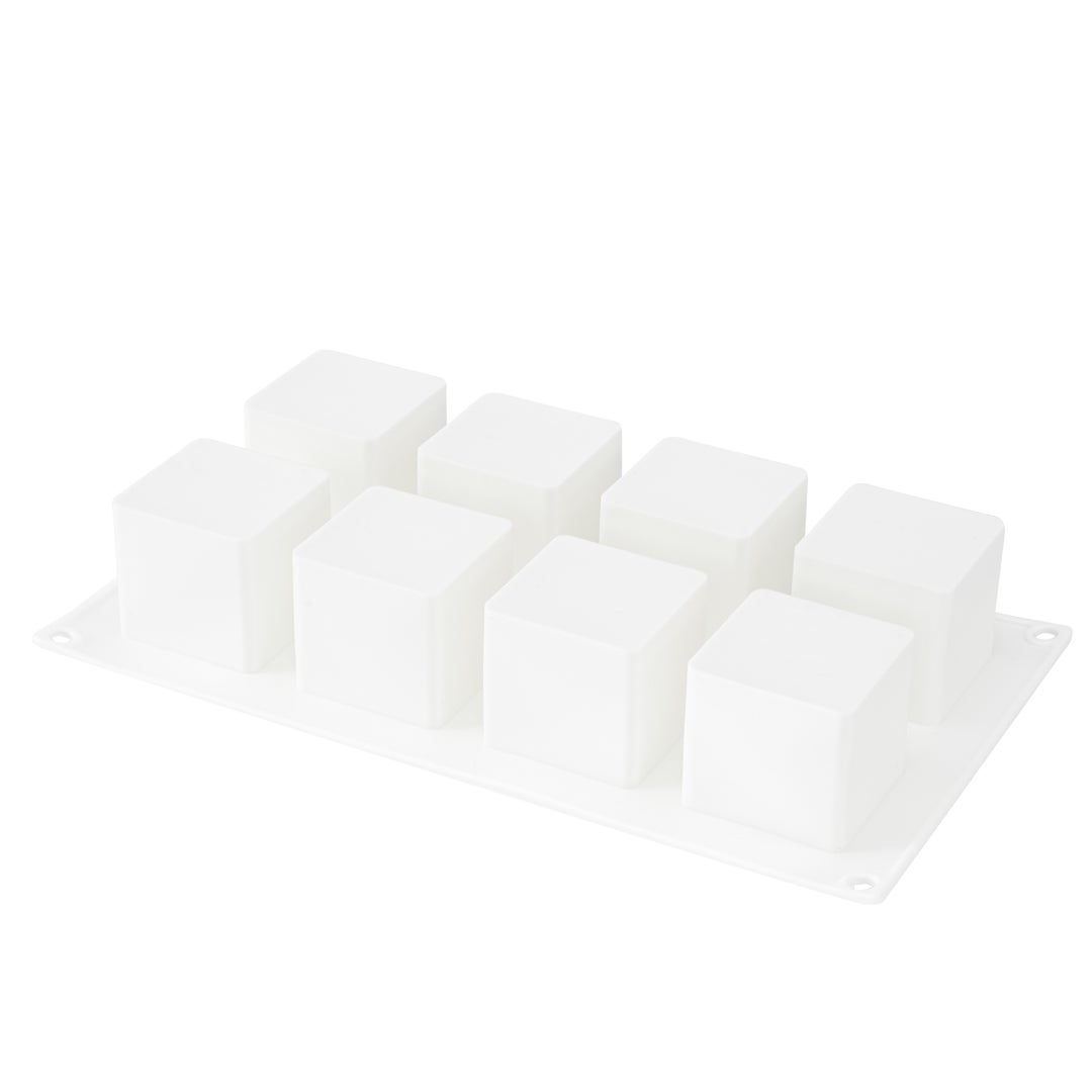 Mold, Baking, 8-Compartment, Cube, White, Silicone,1 - 1 EACH