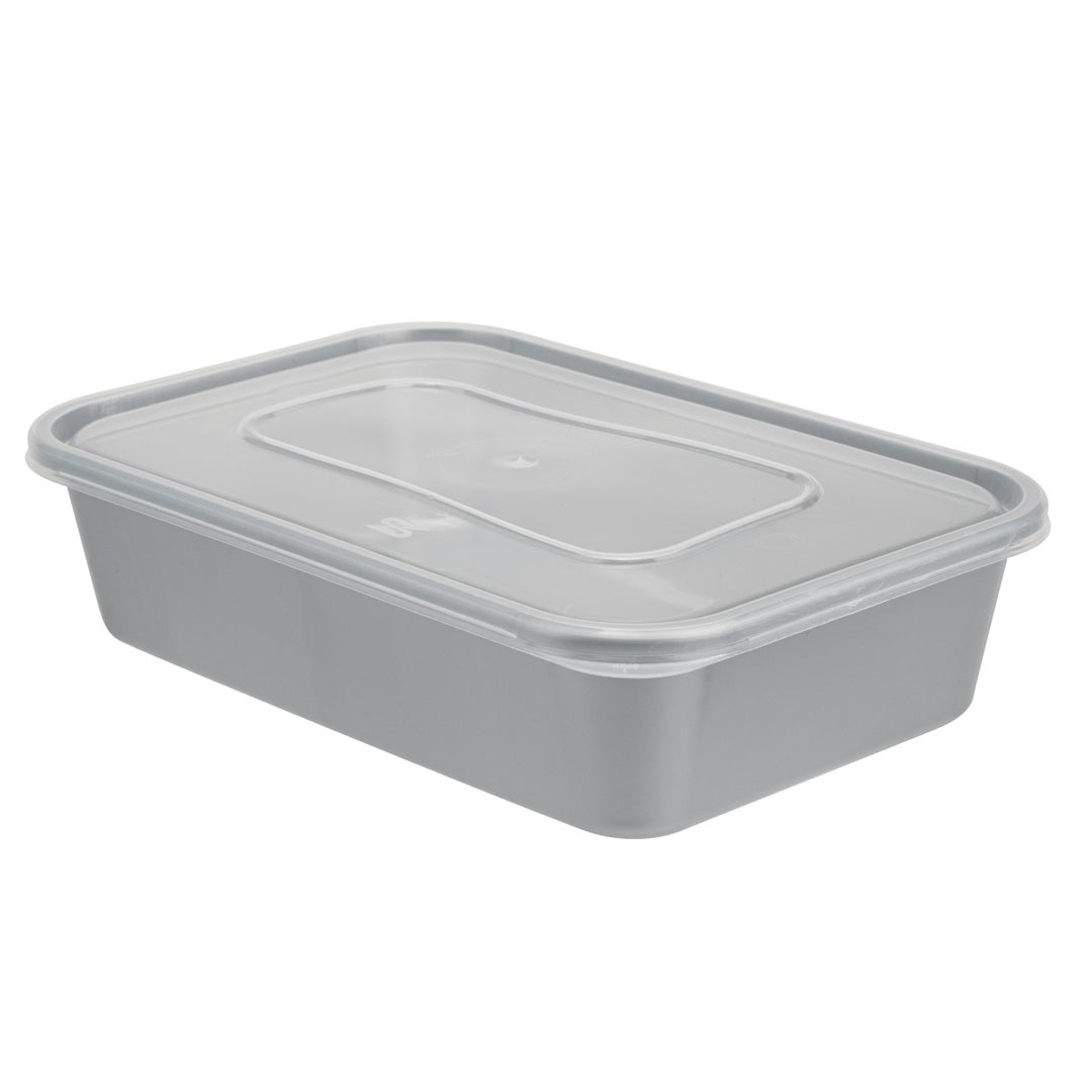 Containers, Food, 17 Ounce 6.75 x 4.5 x 2 Inch, Microwavable Plastic, Silver, Rectangle, with Clear Lid,1 - 100 COUNT