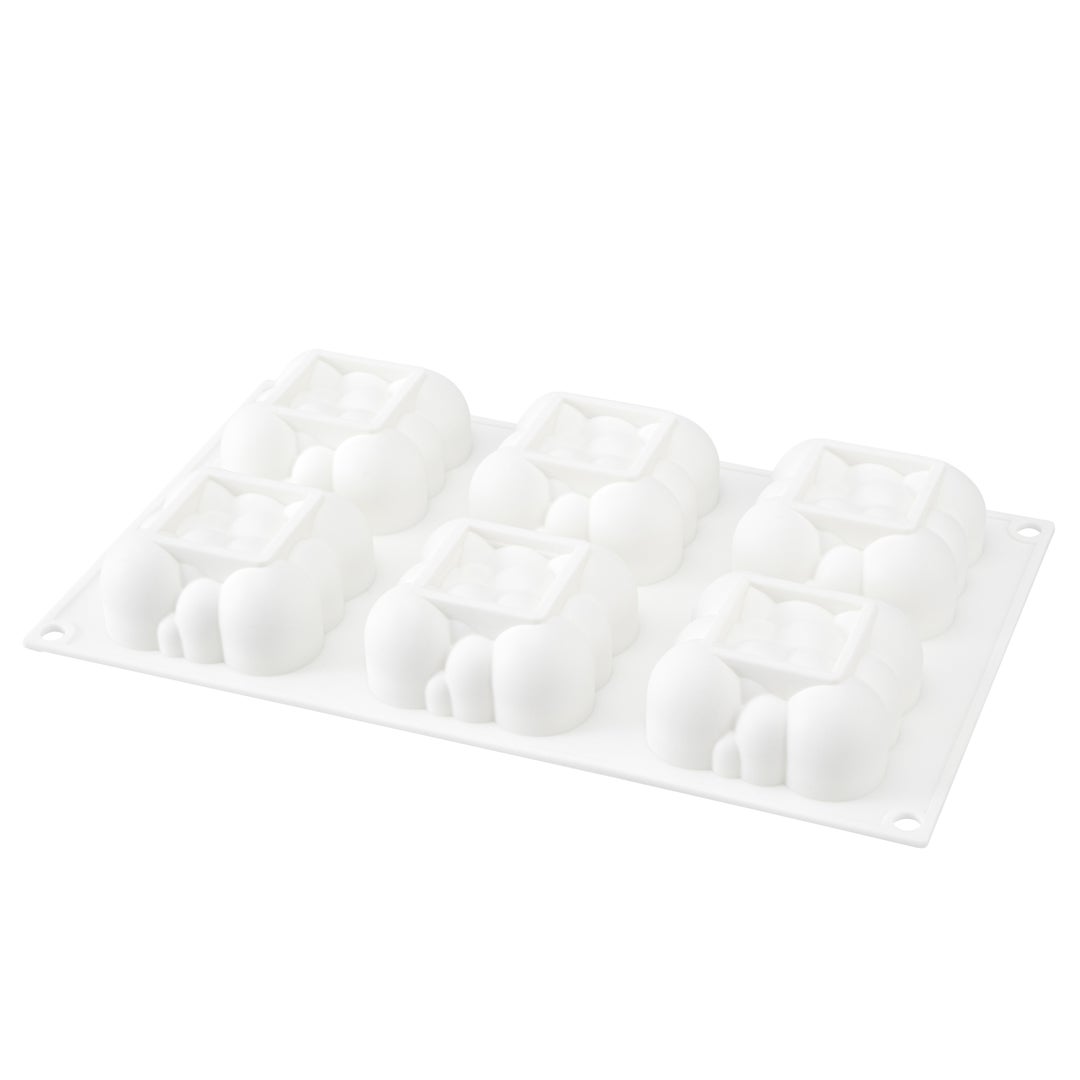 Mold, Baking, 6-Compartment, Bubble Cloud, White, Silicone,1 - 1 EACH