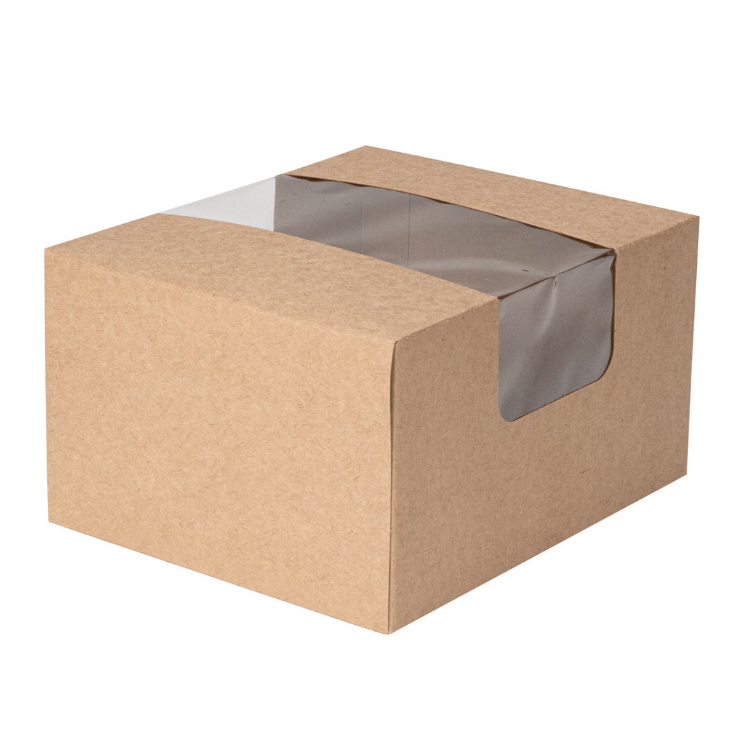 Boxes, Bakery, 7 x 6 x 4 Inch, Paper, Kraft, with Window,1 - 100 COUNT