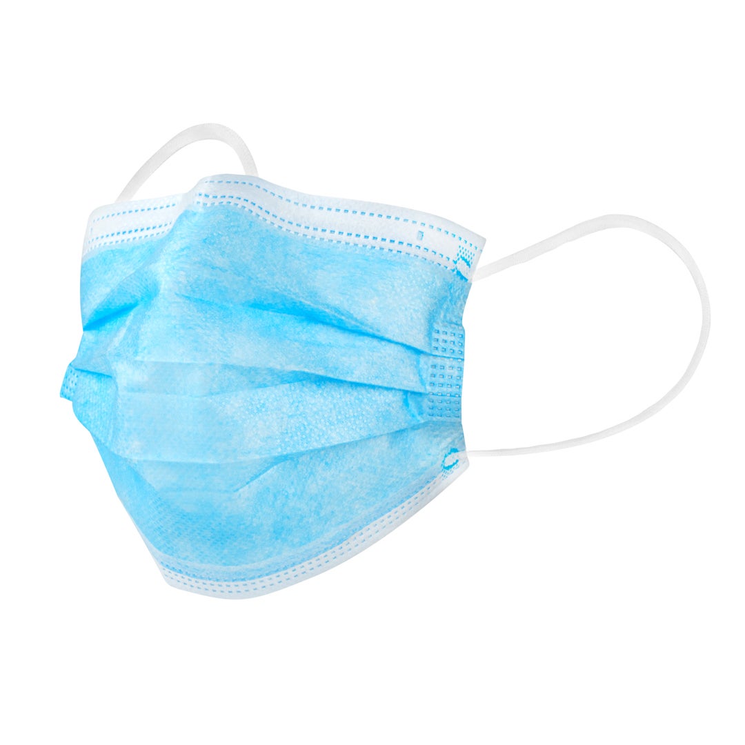 Masks, Face, 7 x 3.75 Inch, 3-Layer Filtration, Blue, Disposable,1 - 1000 COUNT