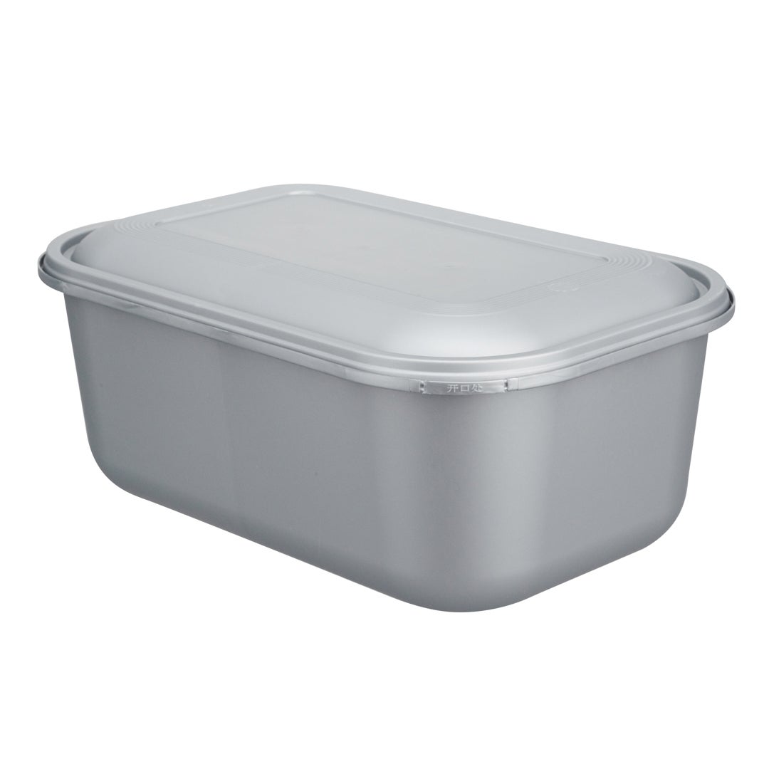 Containers, Food, 68 Ounce 8.75 x 6 x 3.75 Inch, Microwavable Plastic, Matte Gray, Rectangle, with Tamper-Evident Lid,1 - 100 COUNT