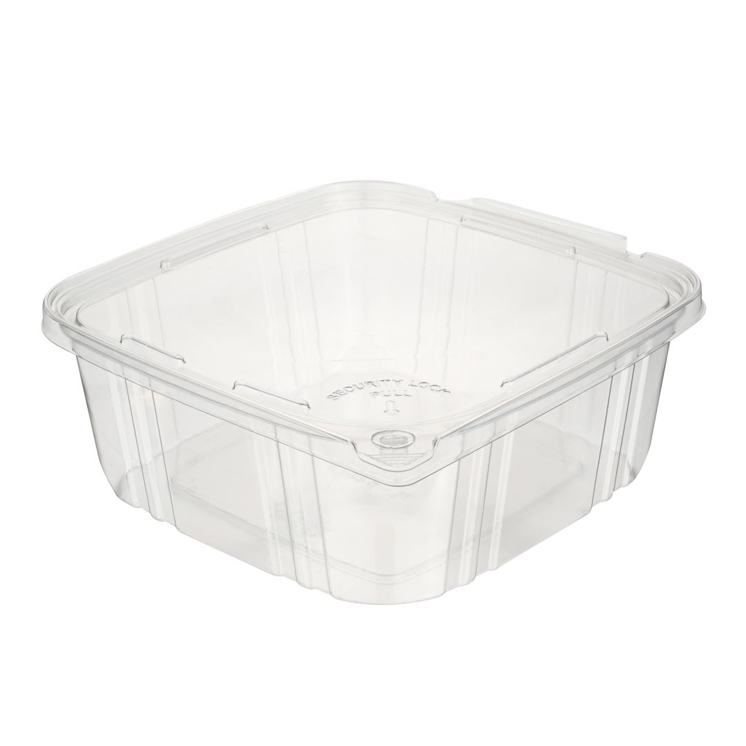 Containers, Food, 64 Ounce 8.25 x 7.5 x 3.25 Inch, Plastic, Clear, Rectangle, with Tamper-Evident Hinged Lid,1 - 100 COUNT