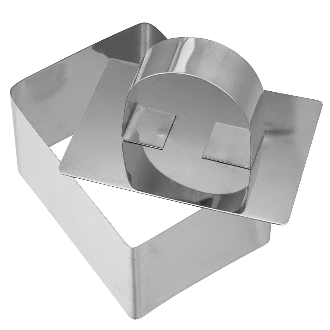 Mold, Pastry Ring, 3 x 2.25 x 1.50 Inch, Rectangular, Stainless Steel, with Press,1 - 1 EACH