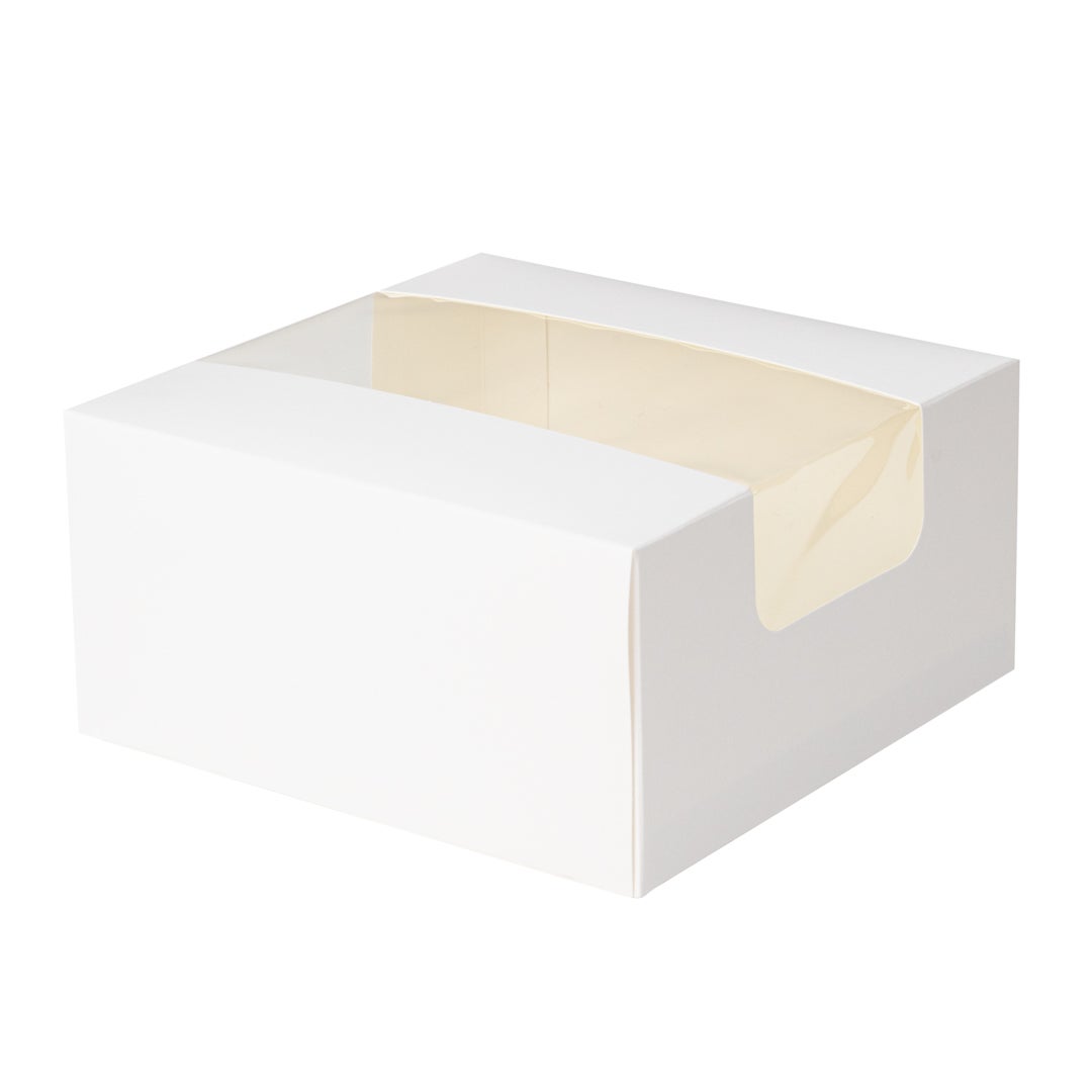 Boxes, Bakery, 6.25 x 6.25 x 3.25 Inch, Paper, White, with Window,1 - 100 COUNT