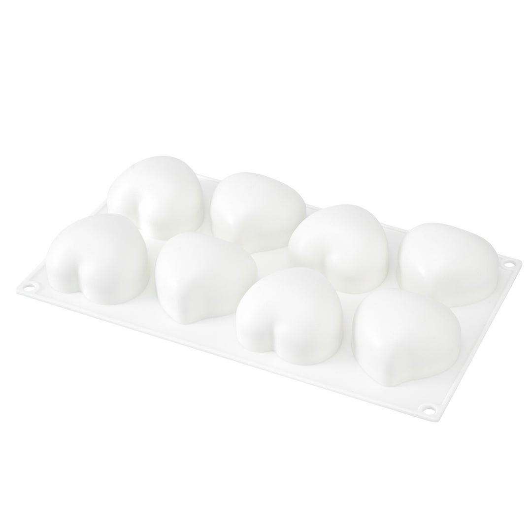 Mold, Baking, 8-Compartment, Heart, White, Silicone,1 - 1 EACH
