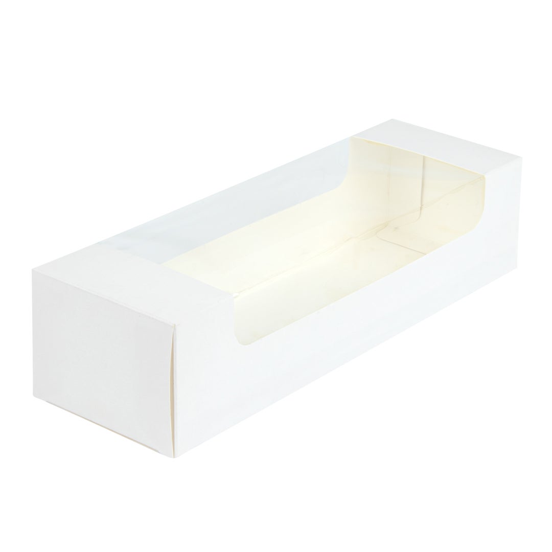 Boxes, Bakery, 9.75 x 3.25 x 2.25 Inch, Paper, White, with Window,1 - 100 COUNT