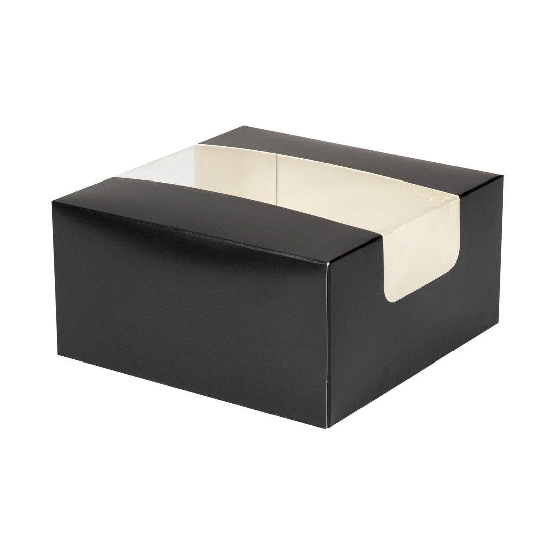 Boxes, Bakery, 6.25 x 6.25 x 3.25 Inch, Paper, Black, with Window,1 - 100 COUNT