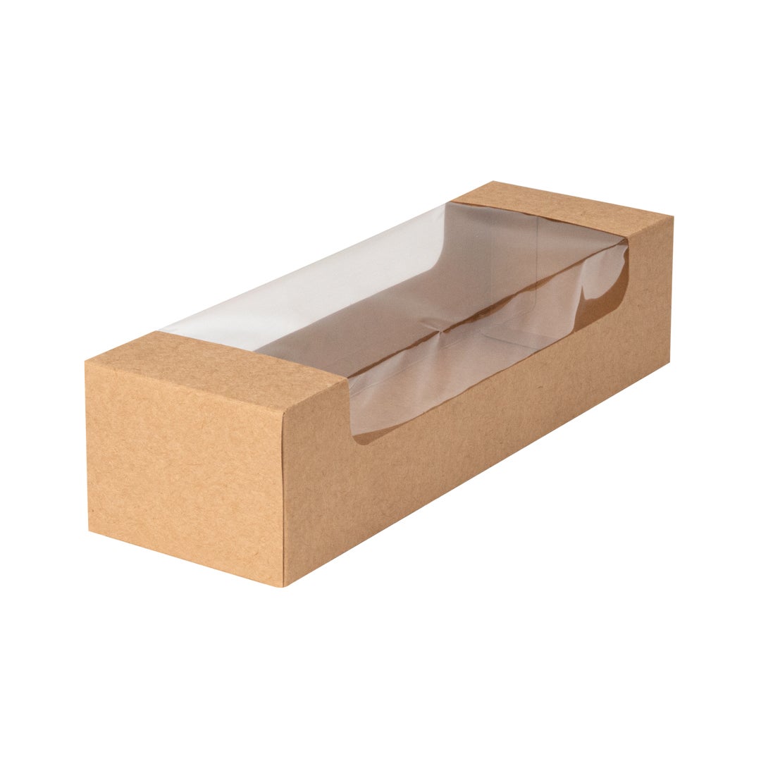 Boxes, Bakery, 9.75 x 3.25 x 2.25 Inch, Paper, Kraft, with Window,1 - 100 COUNT
