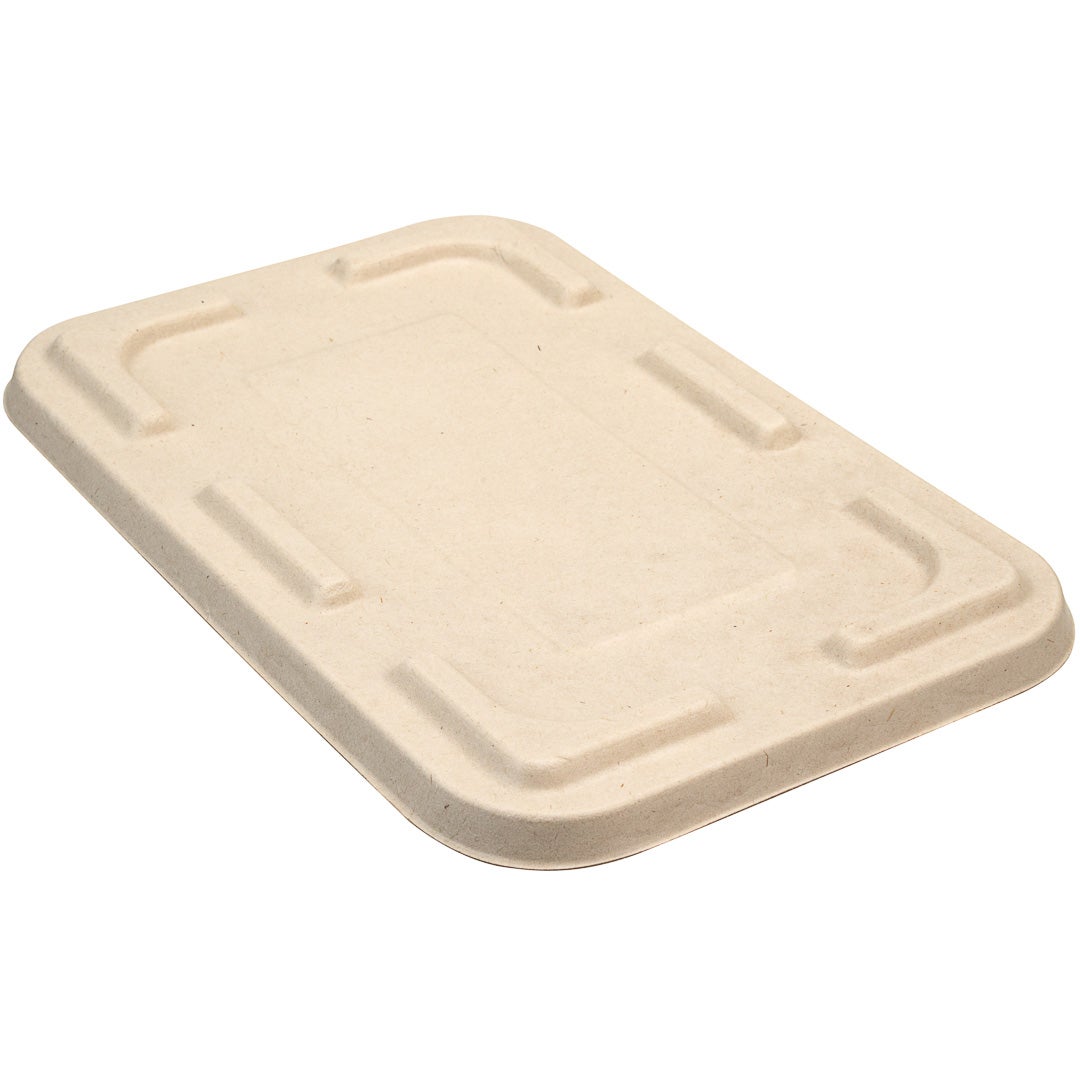 Lids, Flat, Paper, Natural, Rectangular, for Restaurantware Bagassa To Go Containers, Sugarcane & Bagasse,1 - 100 COUNT