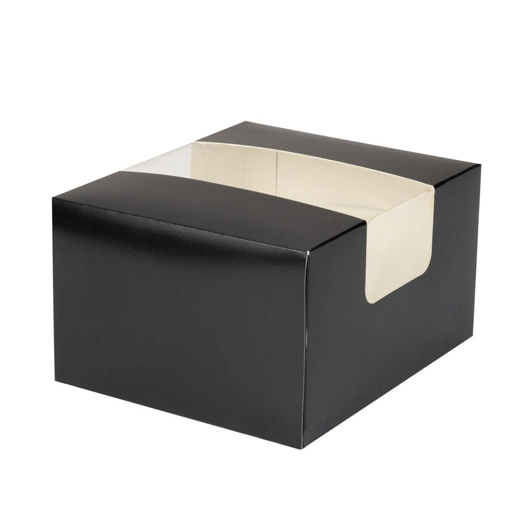 Boxes, Bakery, 7 x 6 x 4 Inch, Paper, Black, with Window,1 - 100 COUNT