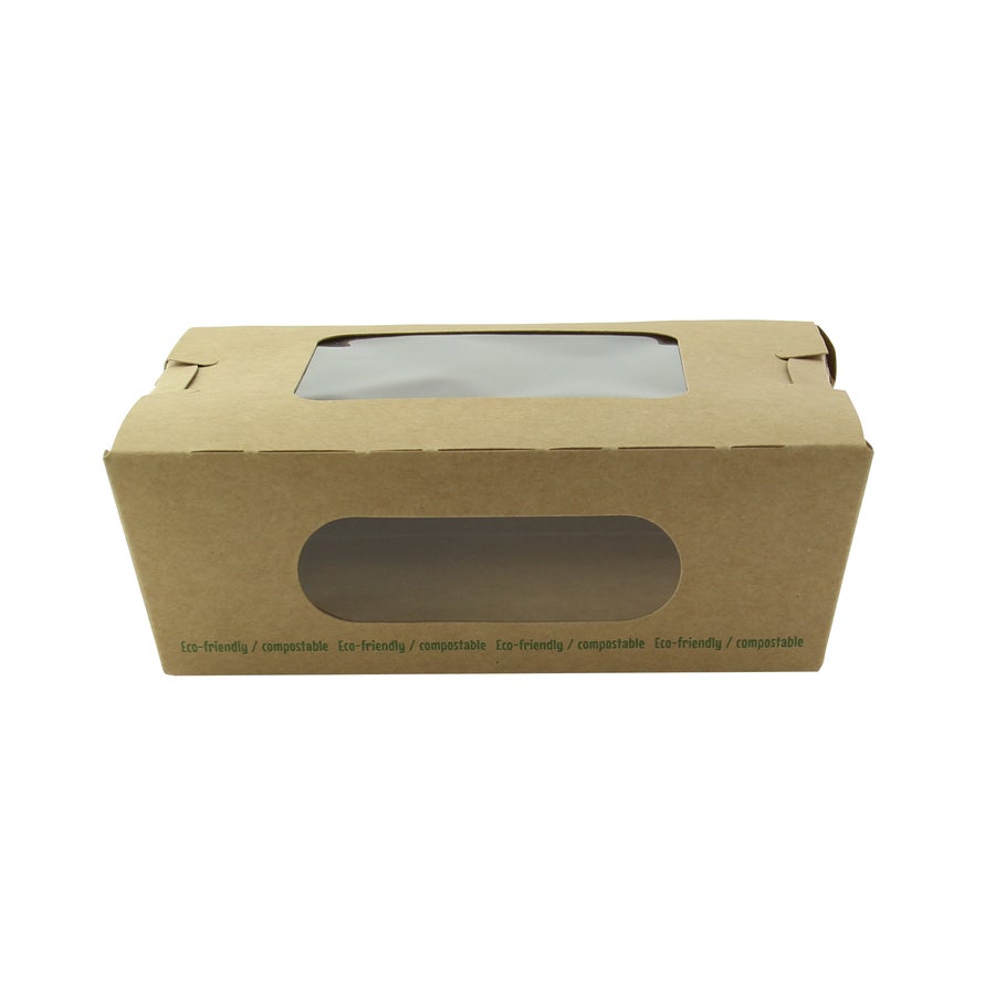 Boxes, Salad, 24 Ounce, Paper, Kraft, 6.1 x 4.7 x 2 Inch, with 2 Windows,4 - 50 COUNT