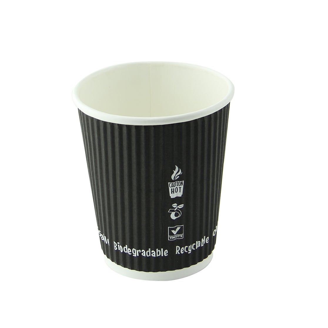 Cups, 8 Ounce, Black, Ripple Wall, 3.1 x 3.6 Inch, Compostable,25 - 40 COUNT