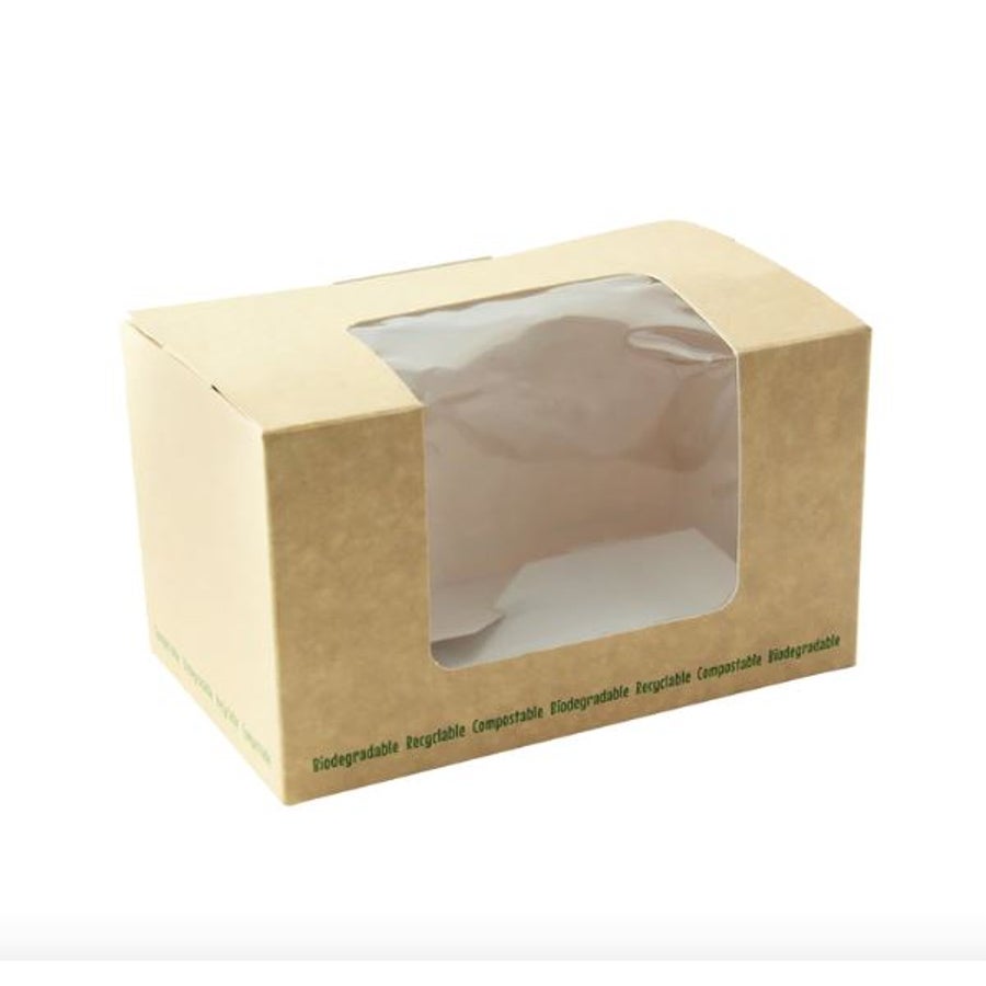 Boxes, 4.9 x 3 x 2.8 Inch, Paper, Brown, Rectangular, Biodegradable, with PLA Window,10 - 50 COUNT