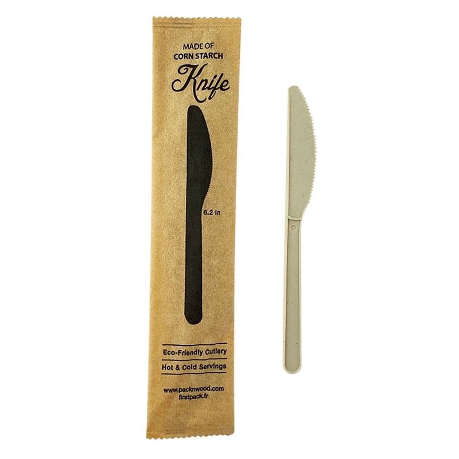 Knives, 6 Inch, Bamboo & PLA, Individually-Wrapped,1 - 500 COUNT