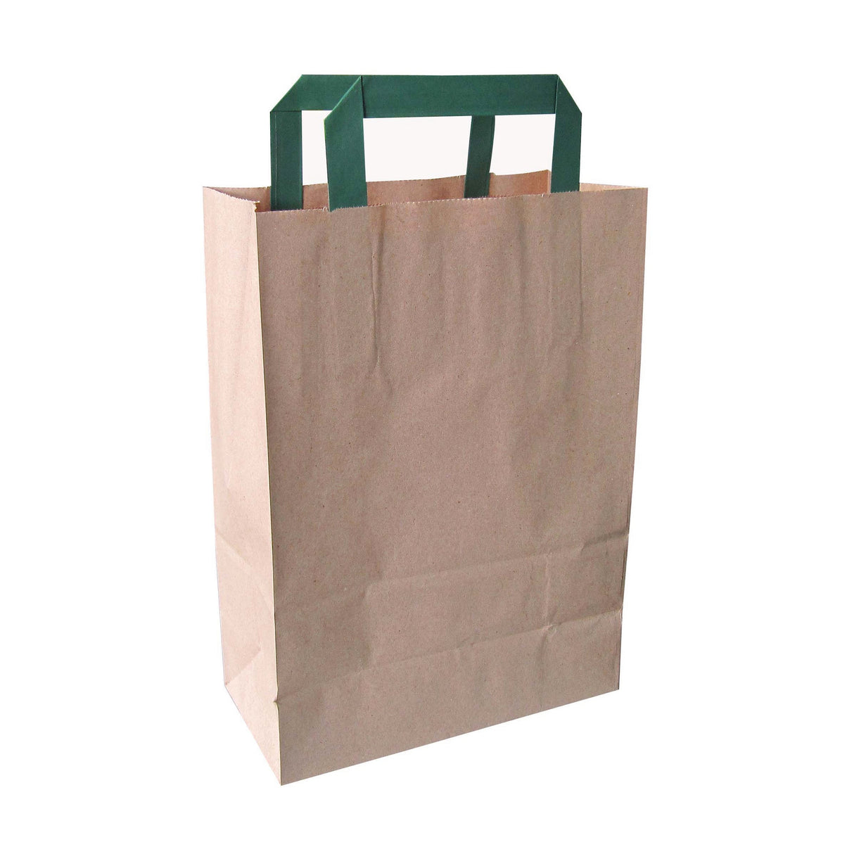 Bags, 11 x 4 x 7.9 Inch, Paper, Kraft, with Green Handles,1 - 250 COUNT