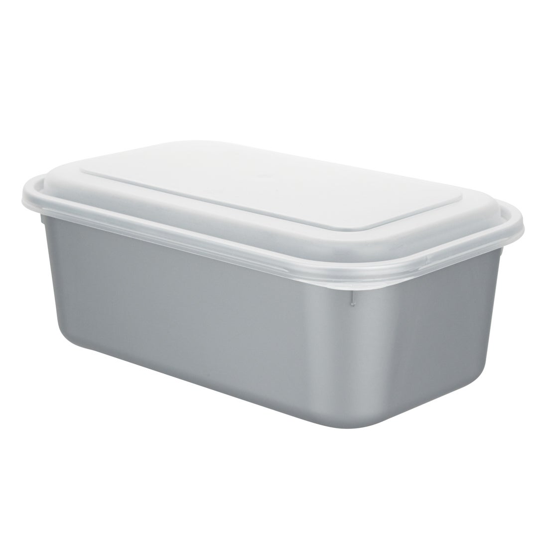 Containers, 44 Ounce, Microwavable Plastic, Silver, 8.25 x 5 x 3.25 Inch, Rectangular, with Clear Lid,1 - 100 COUNT