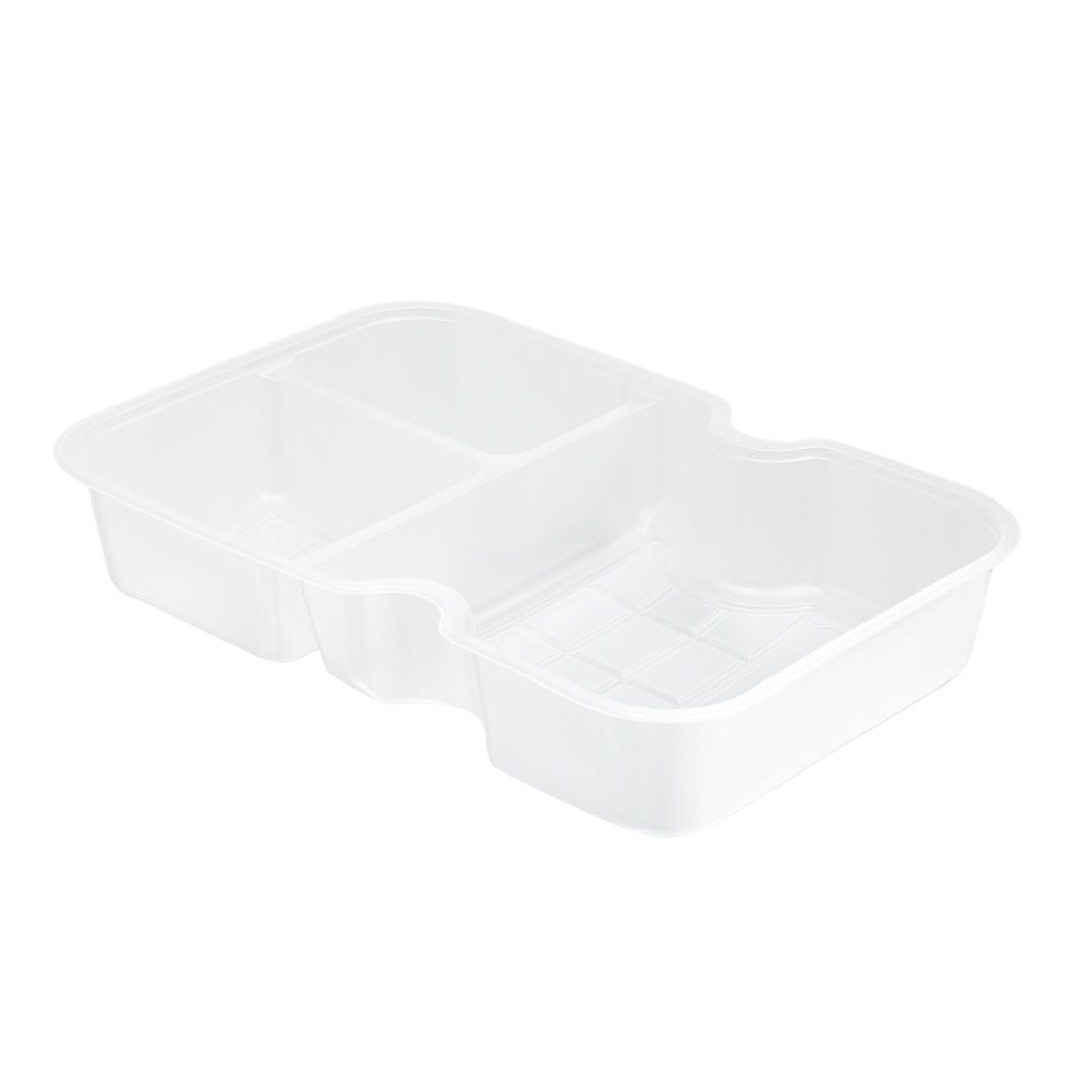 Trays, 3-Compartment Insert, 10 Ounce, Microwavable Plastic, White, Rectangular, 6.50 x 4.25 x 1.25 Inch,1 - 100 COUNT