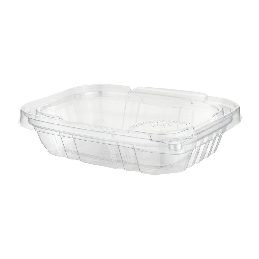 Boxes, 8 Ounce, Plastic, Clear, 4.75 x 6 x 1.25 Inch, Rectangular, Hinged, Tamper-Evident,1 - 100 COUNT