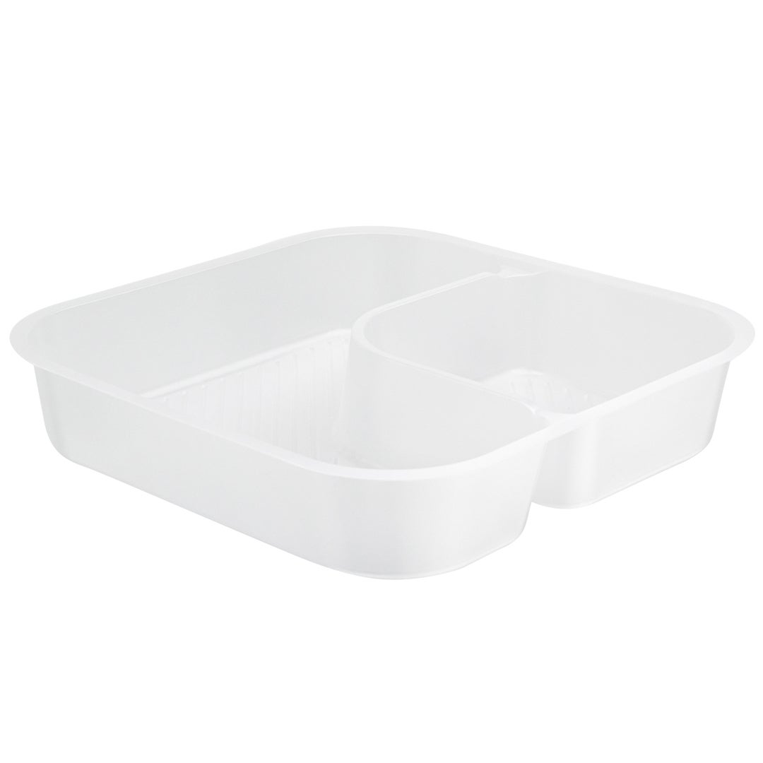 Trays, 2-Compartment Insert, 14 Ounce, Microwavable Plastic, Clear, Square, 6 x 6 x 1.25 Inch, for 34 Ounce Bowls,1 - 100 COUNT
