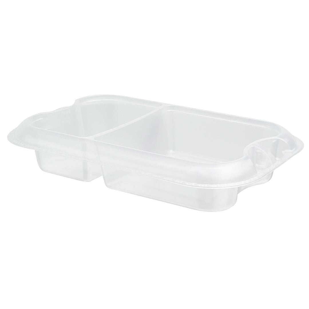 Trays, 2-Compartment Insert, 17 Ounce, Microwavable Plastic, Clear, Rectangular, 6.75 x 6 x 1.50 Inch, for 46 Ounce Containers,1 - 100 COUNT