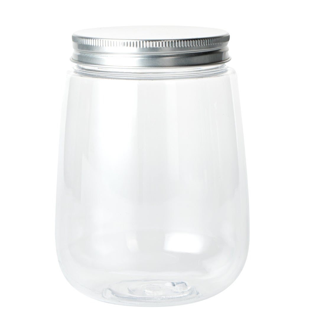 Bottles, Flask, 17 Ounce, Plastic, Clear, with Aluminum Lid,1 - 100 COUNT