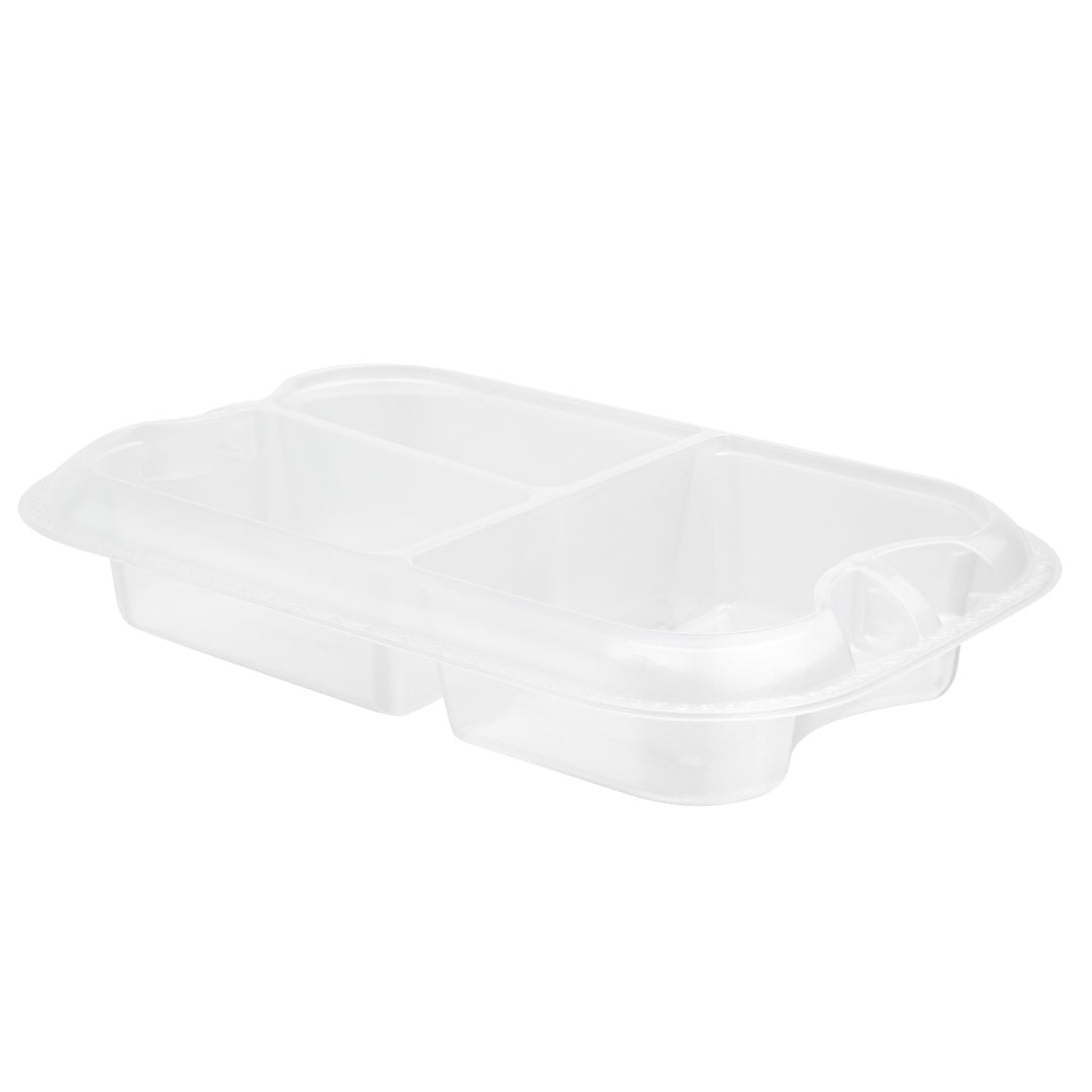 Trays, 3-Compartment Insert, 17 Ounce, Microwavable Plastic, Clear, Rectangular, 6.75 x 4 x 1.50 Inch, for 46 Ounce Containers,1 - 100 COUNT