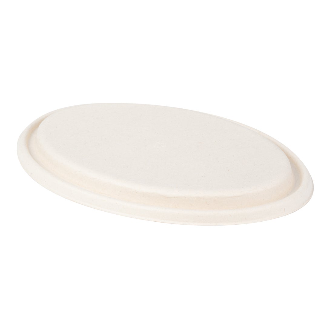 Lids, Paper, Natural, Oval, Sugarcane Bagasse, for 2-Compartment Catering Bowls,1 - 100 COUNT