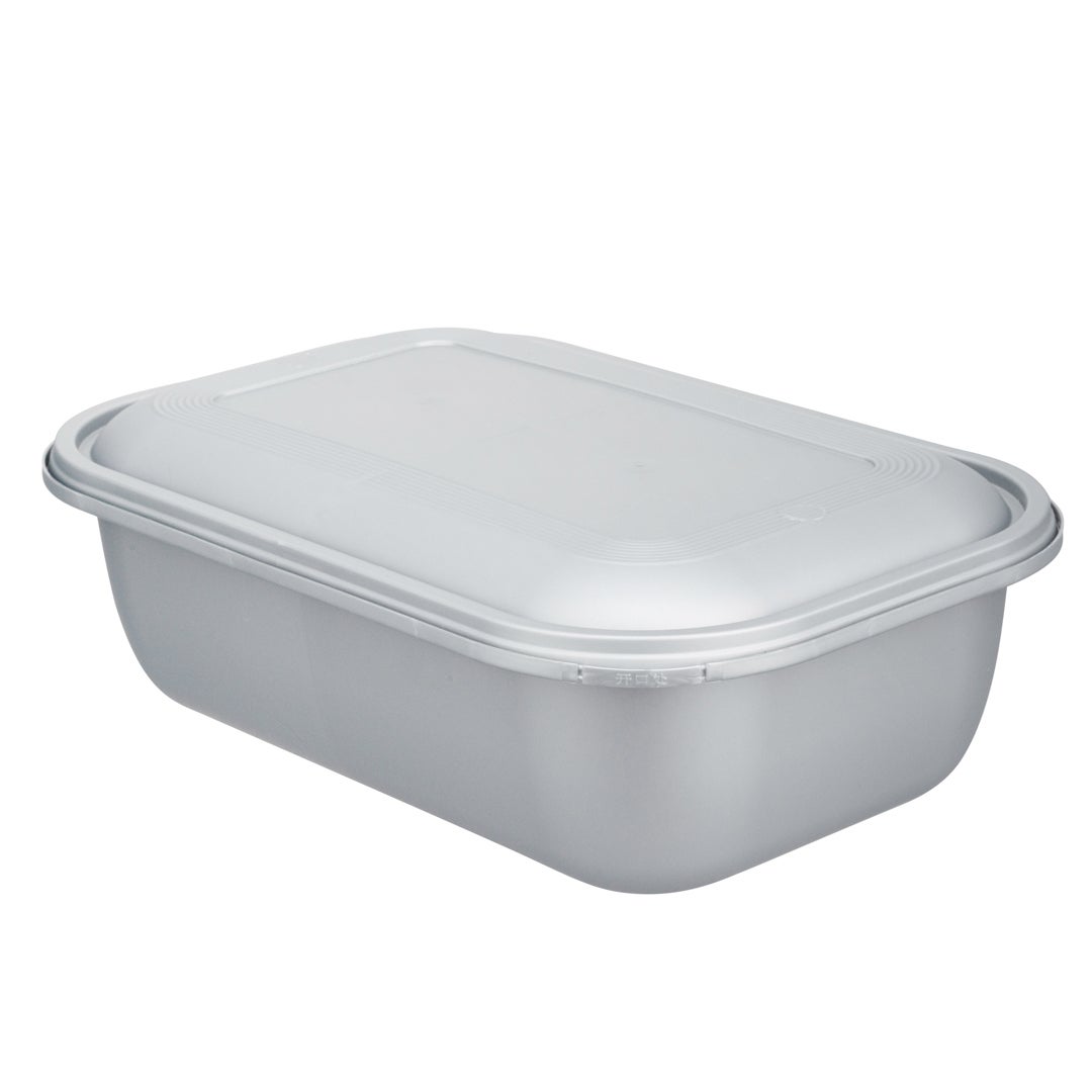 Boxes, 46 Ounce, Microwavable Plastic, Matte Gray, 8.75 x 6 x 3 Inch, with Lid, Tamper-Evident,1 - 100 COUNT