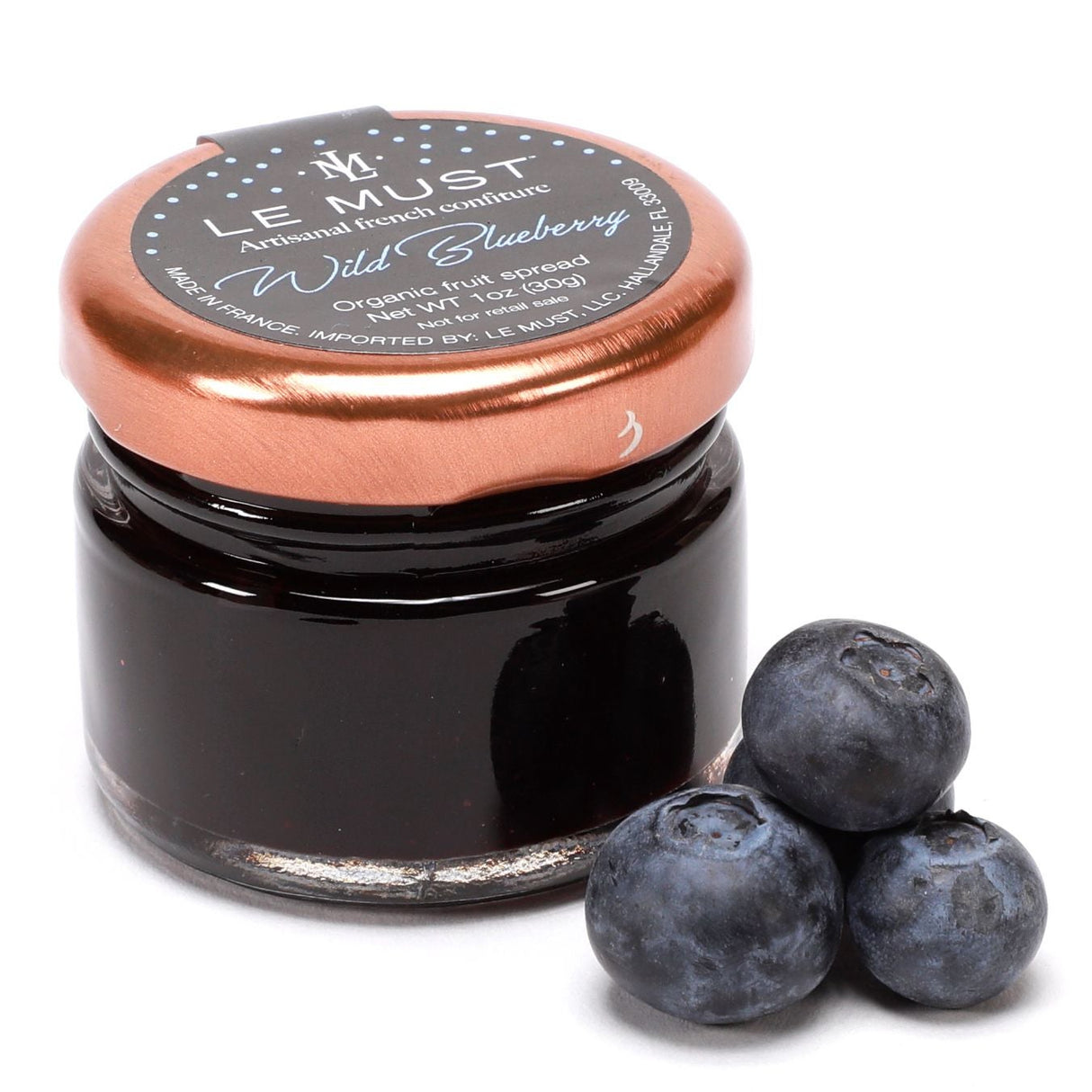 Preserves, Wild Blueberry, Room Service Glass Jars,80 - 1 OUNCE