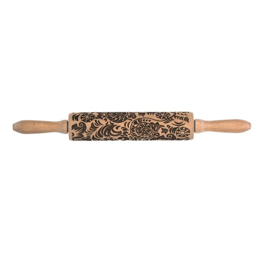 Pin, Rolling, 8 Inch, Beechwood, Paisley, 8 Linear Inch,1 - 1 EACH
