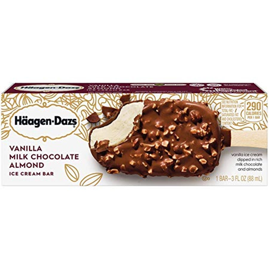 Ice Cream Bars, Vanilla, Milk Chocolate Covered with Almonds, Frozen, 3.67 Fluid Ounce,1 - 12 COUNT
