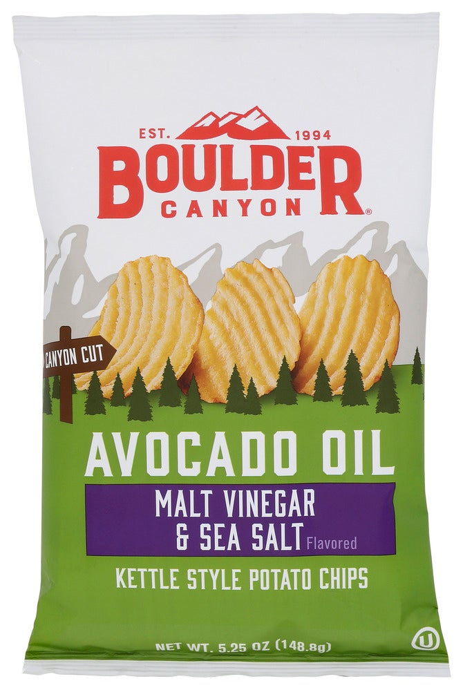 Chips, Potato, Canyon-Cut Kettle, Malt Vinegar & Sea Salt, Made with Avocado Oil,12 - 5.25 OUNCE