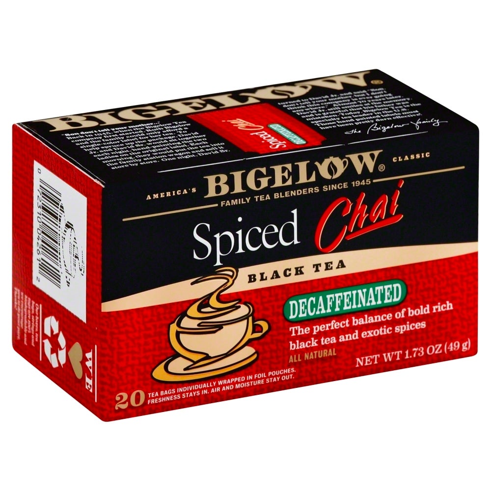 Tea, Black, Spiced Chai, Decaffeinated, Individually Wrapped with String,6 - 20 COUNT