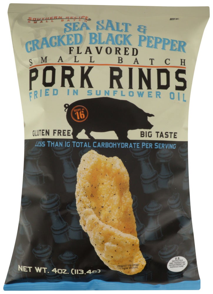 Pork Rinds, Fried, Sea Salt & Cracked Pepper,6 - 4 OUNCE