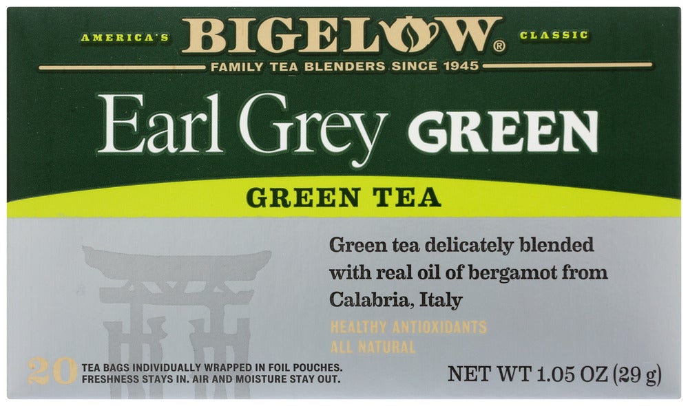 Tea, Green, Earl Grey, Individually Wrapped with String,6 - 20 COUNT