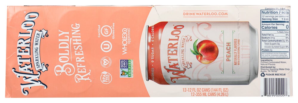 Water, Sparkling, Peach, 12 Fluid Ounce,2 - 12 COUNT