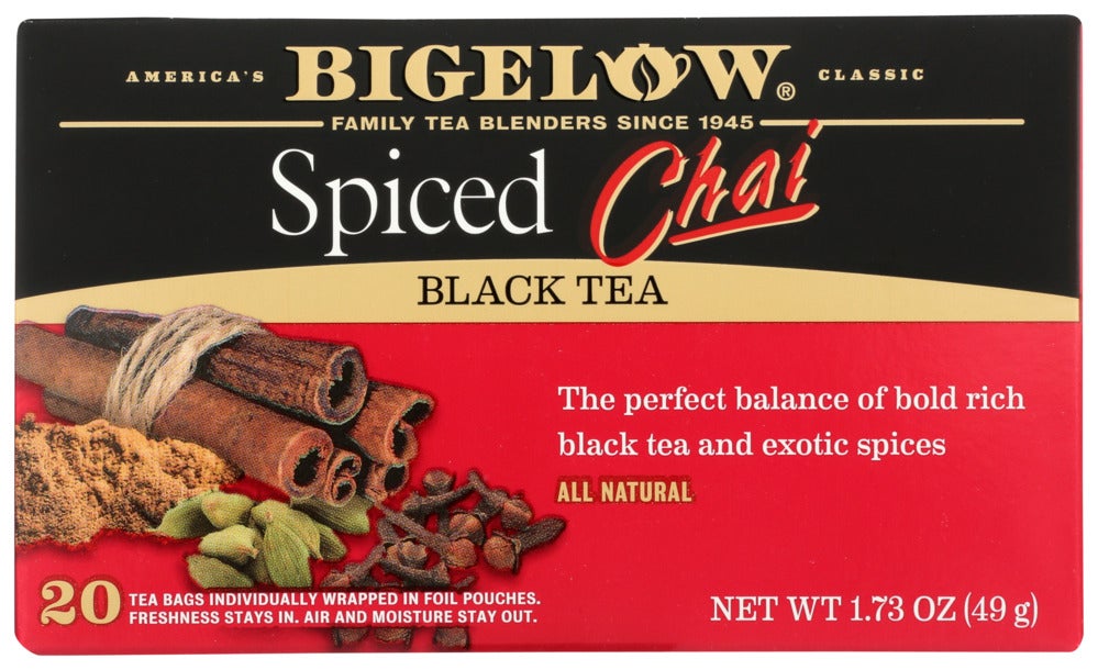 Tea, Black, Spiced Chai, Individually Wrapped with String,6 - 20 COUNT