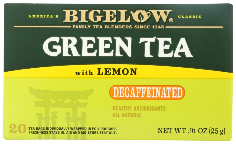 Tea, Green, Lemon, Decaffeinated, Individually Wrapped with String,6 - 20 COUNT