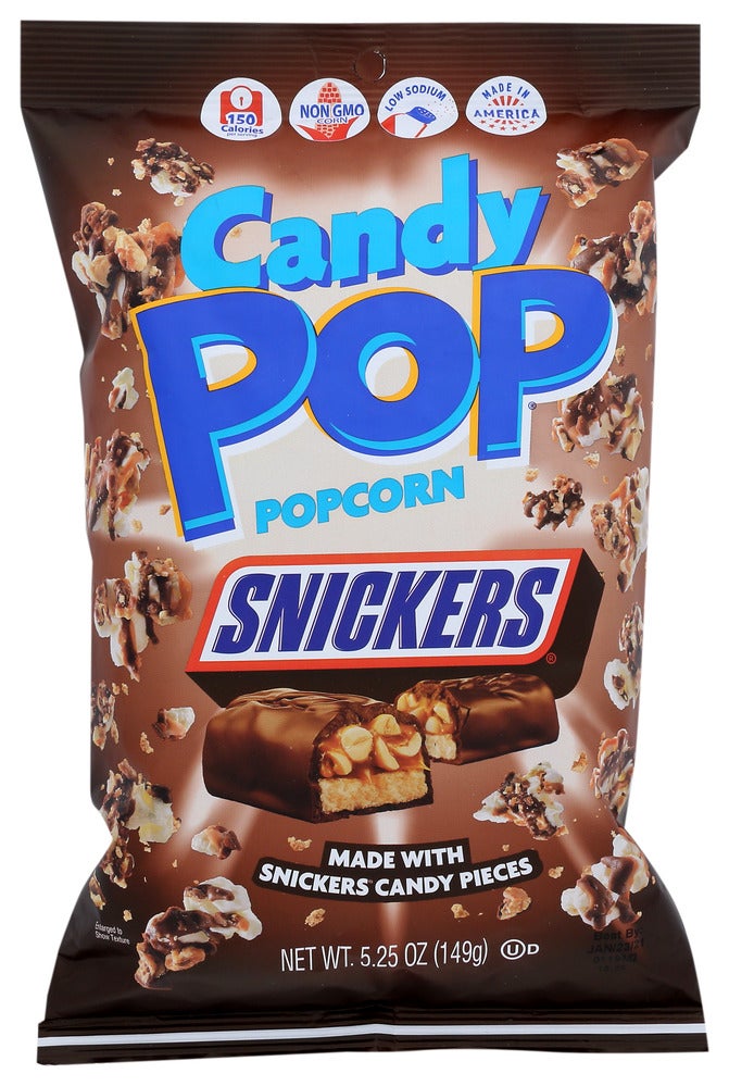 Popcorn, Ready to Eat, with Snickers Candy Pieces,12 - 5.25 OUNCE