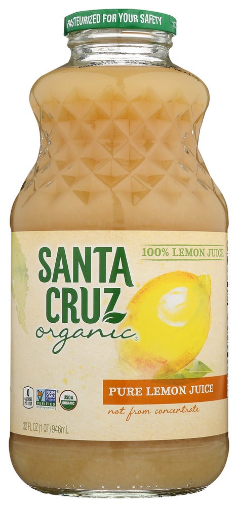 Juice, Lemon, 100%, Not From Concentrate, Shelf-Stable, Glass,6 - 32 FLUID