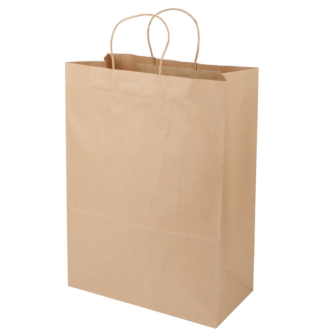 Bags, 12.5 x 6.25 x 17 Inch, Paper, Kraft, with Handles,1 - 100 COUNT