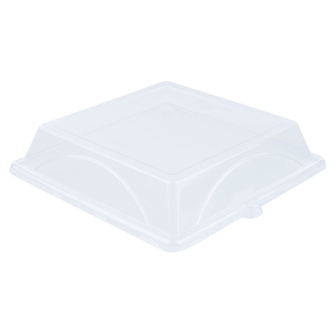 Lids, Dome, Plastic, Clear, Square, for Sugarcane Bagasse Large Plates,1 - 100 COUNT