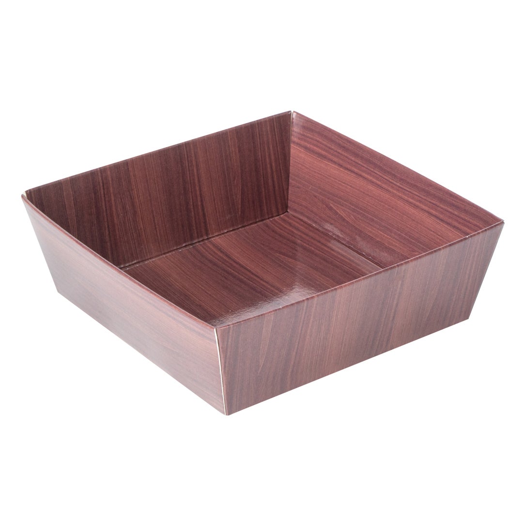 Containers, Tetra Sushi, 3.75 x 3.75 x 1.5 Inch, Paper, Wood Grain, Square,1 - 100 COUNT