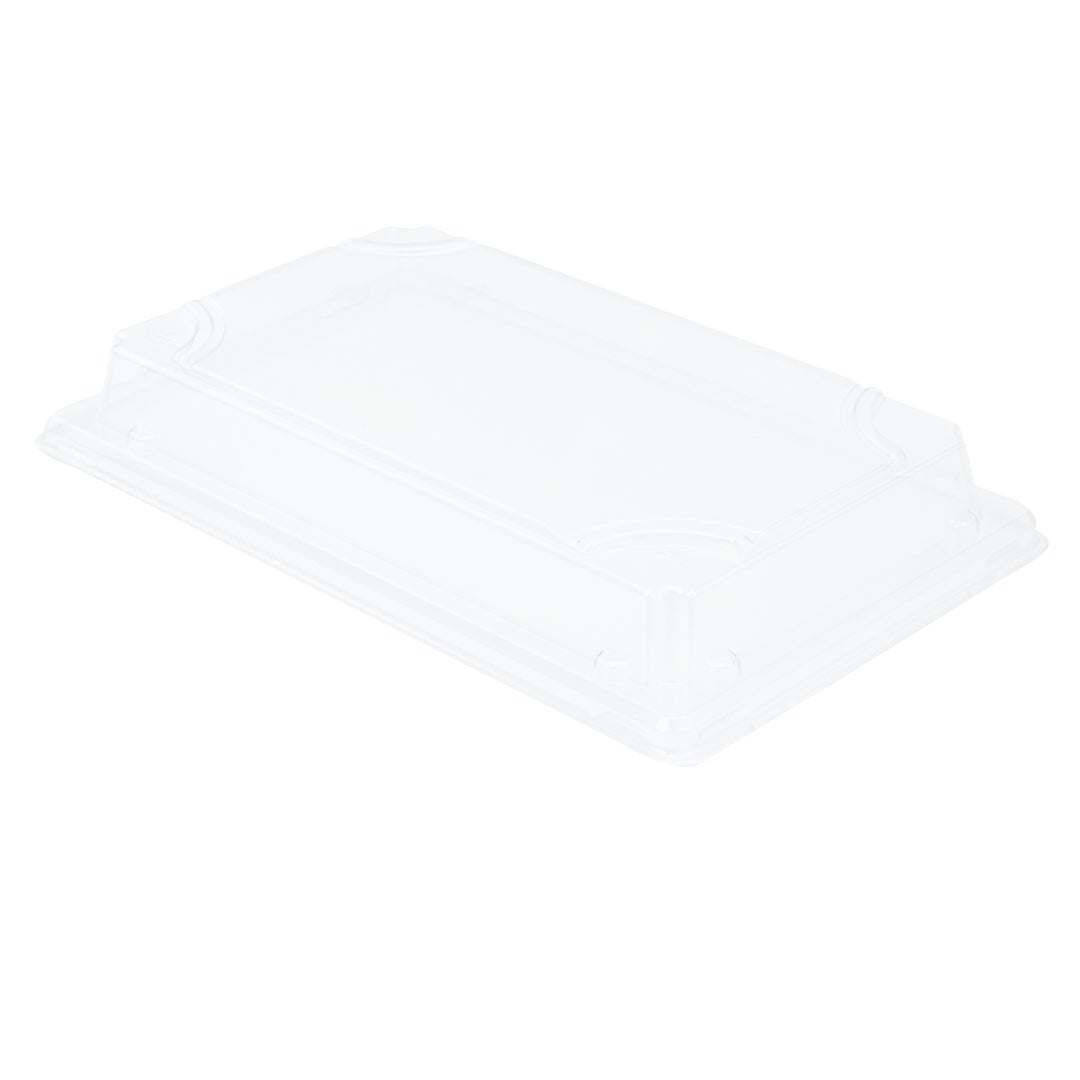 Lids, 8.5 x 5.5 x 1.25 Inch, Plastic, Clear, Rectangular, for Large Sushi Trays,1 - 100 COUNT