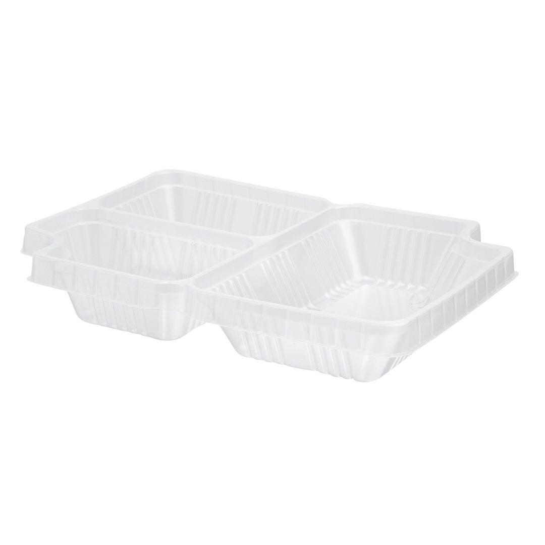 Trays, 3-Compartment Insert, 14 Ounce, Microwavable Plastic, Clear, Rectangular, for 34 Ounce Containers,1 - 100 COUNT